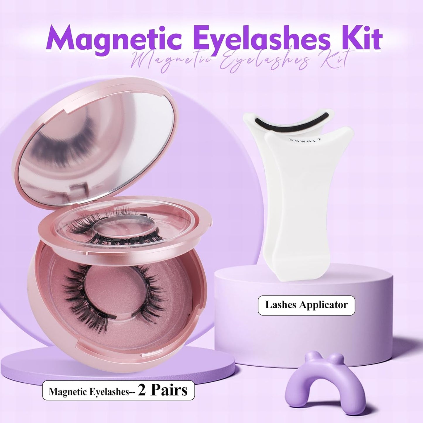 Magnetic Eyelashes Natural Look Magnetic Lashes with Applicator Reusable Magnetic Eyelashes No Glue and No Eyeliner Needed Magnetic Eyelashes 2 Pairs (DWSP+YJ07)